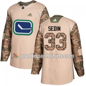 Vancouver Canucks Henrik Sedin 33 Adidas 2017-2018 Camo Veterans Day Practice Authentic Shirt - Mannen